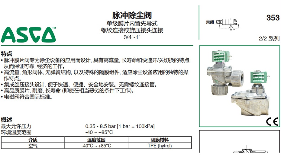 ASCO EFG353G052脉冲阀